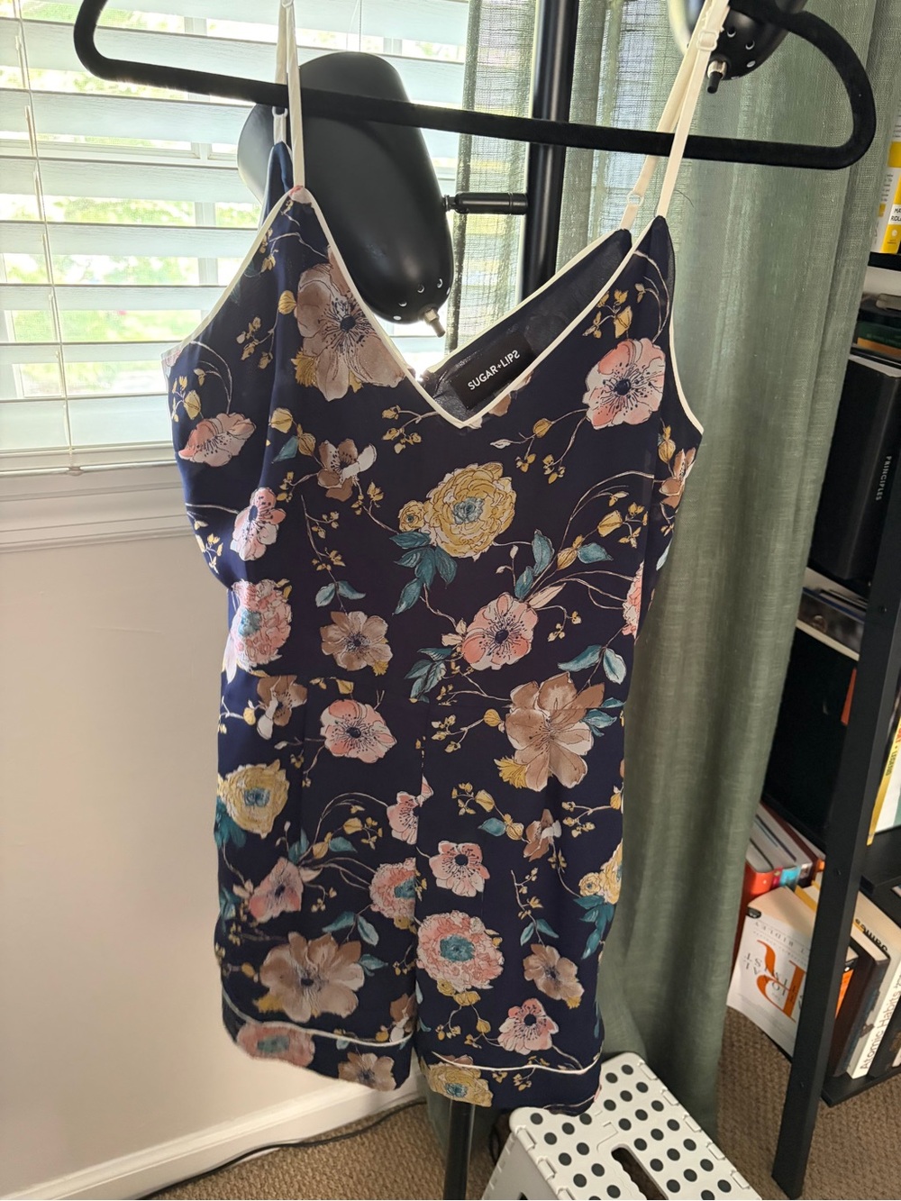 Sugarlips Navy Floral Spaghetti-Strap Cami